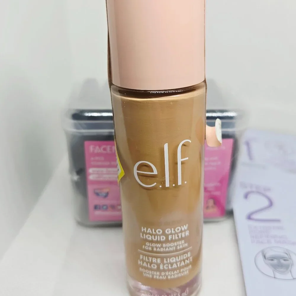 New Beauty Bundle Elf Halo Glow, Facemade 6 pc Powder Puffs & 3 Step Face Mask